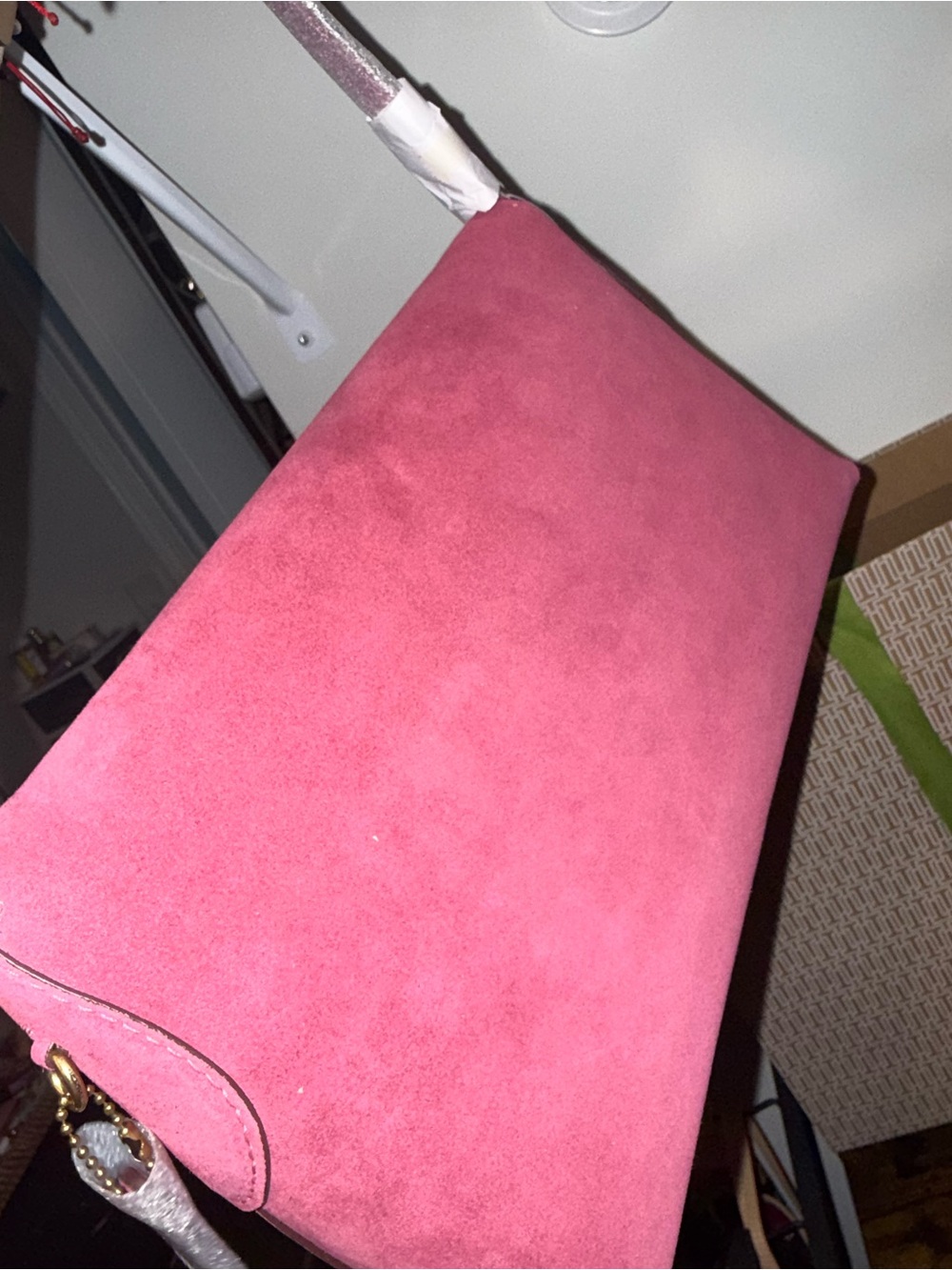 Coach Pink Suede Flap Crossbody Bag - Picture 6 of 6